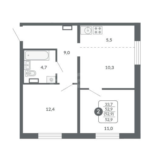 планировка квартиры 53 м2